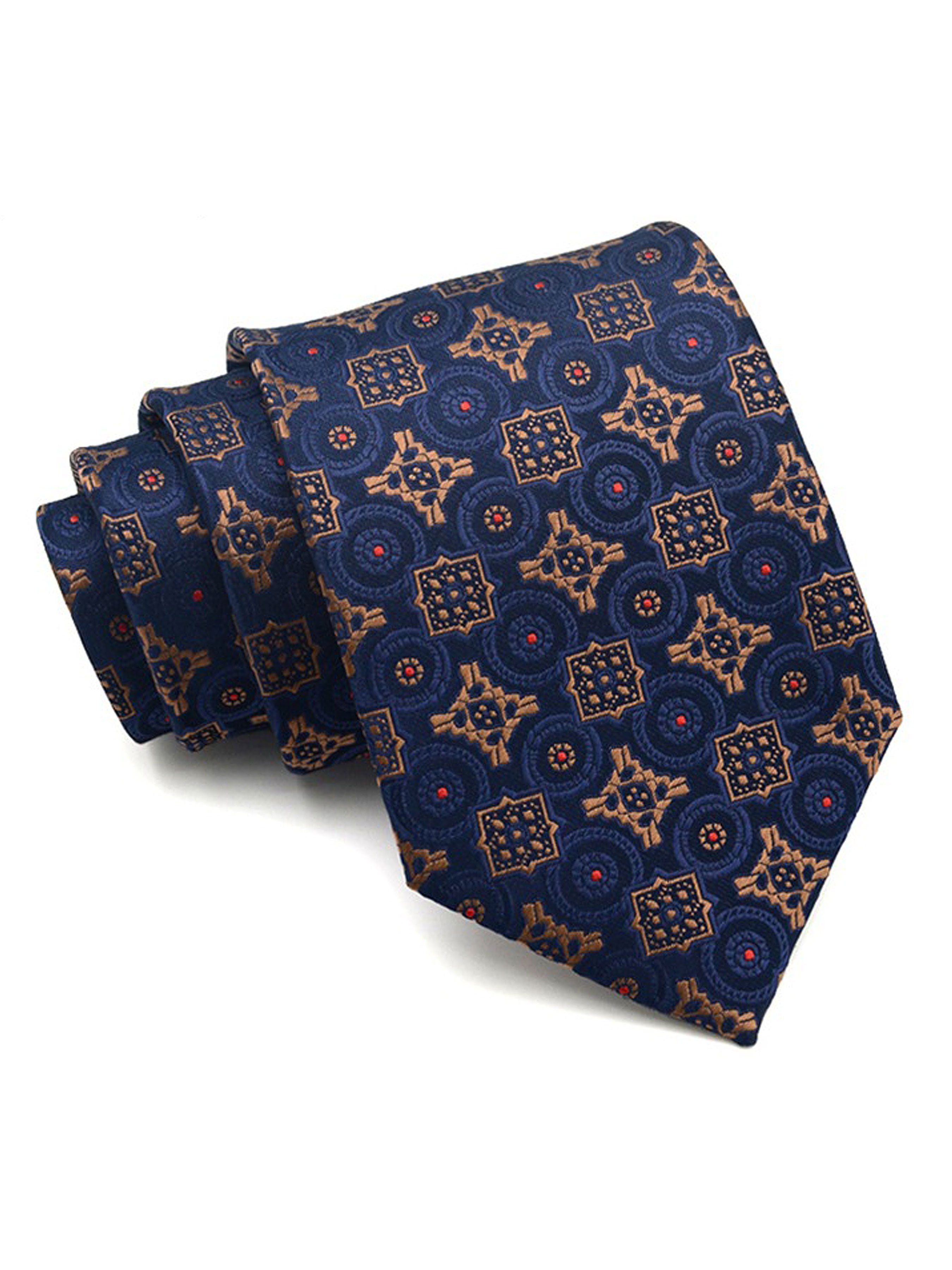 Diamond Medallion Tie - Navy Blue - Zeve Shoes