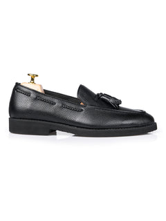 5-TASSEL-LOAFER-BLACK-PEBBLE-GRAIN-LEATHER-ZEVE-INTERNATIONAL-MEN-SHOES - Zeve