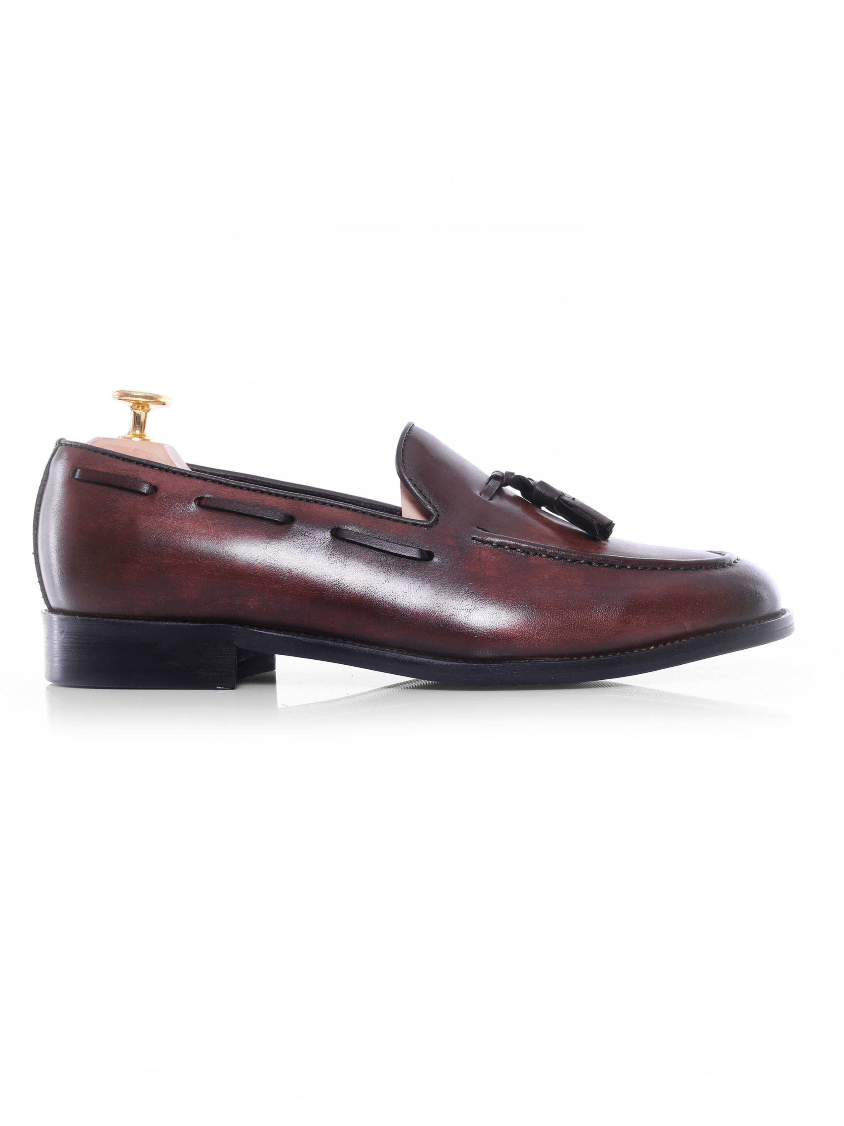 Tassel Loafer - Dark Brown (Hand Painted Patina) - Zeve Shoes