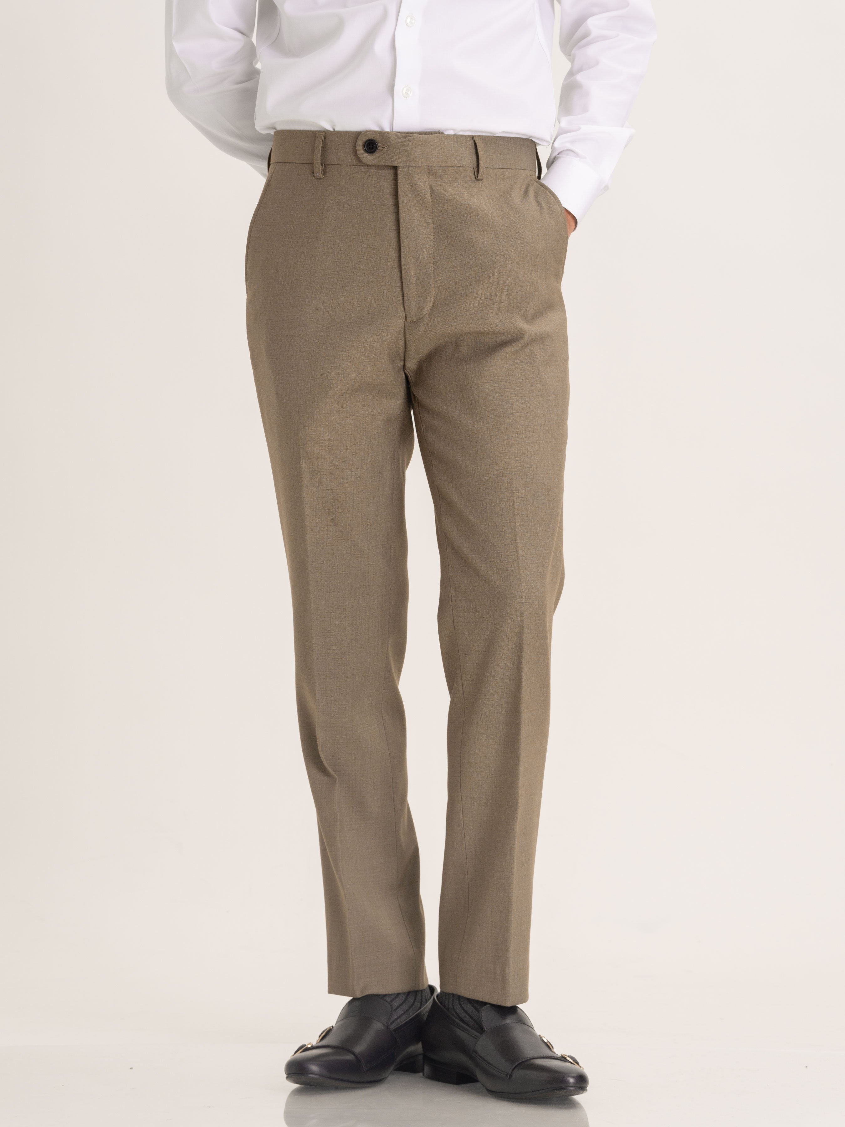 Trousers With Belt Loop -  Khakis Plain (Stretchable) - Zeve Shoes