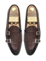 Belgian-Loafer-Dark-Brown-Croco-Double-Monk-Strap-_patina_5 - Zeve