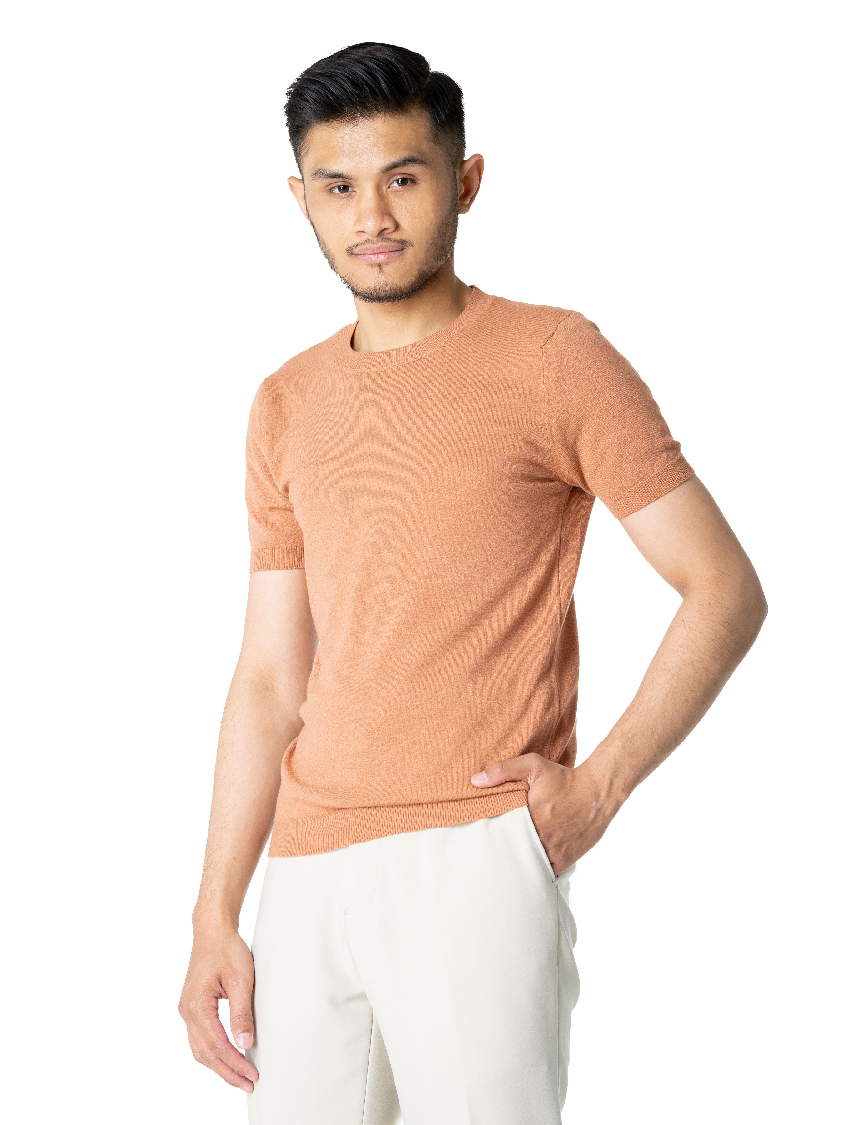 Basic Crew Neck Tee - Cinnamon - Zeve Shoes