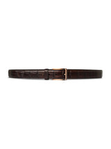 Croco-Leather-Belt-with-Copper-toned-Buckle - Zeve