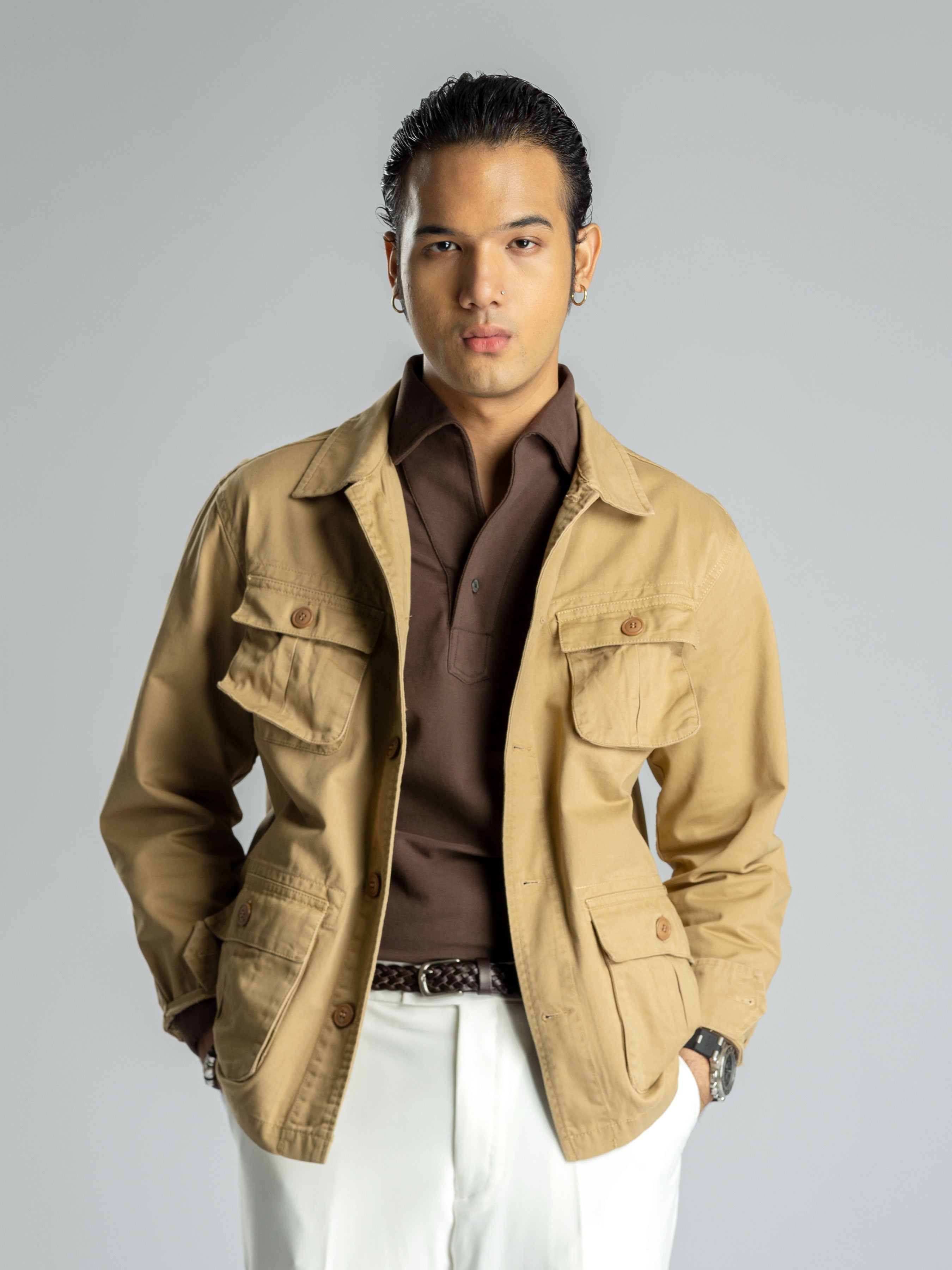 Modern Safari Jacket -  Khakis - Zeve Shoes