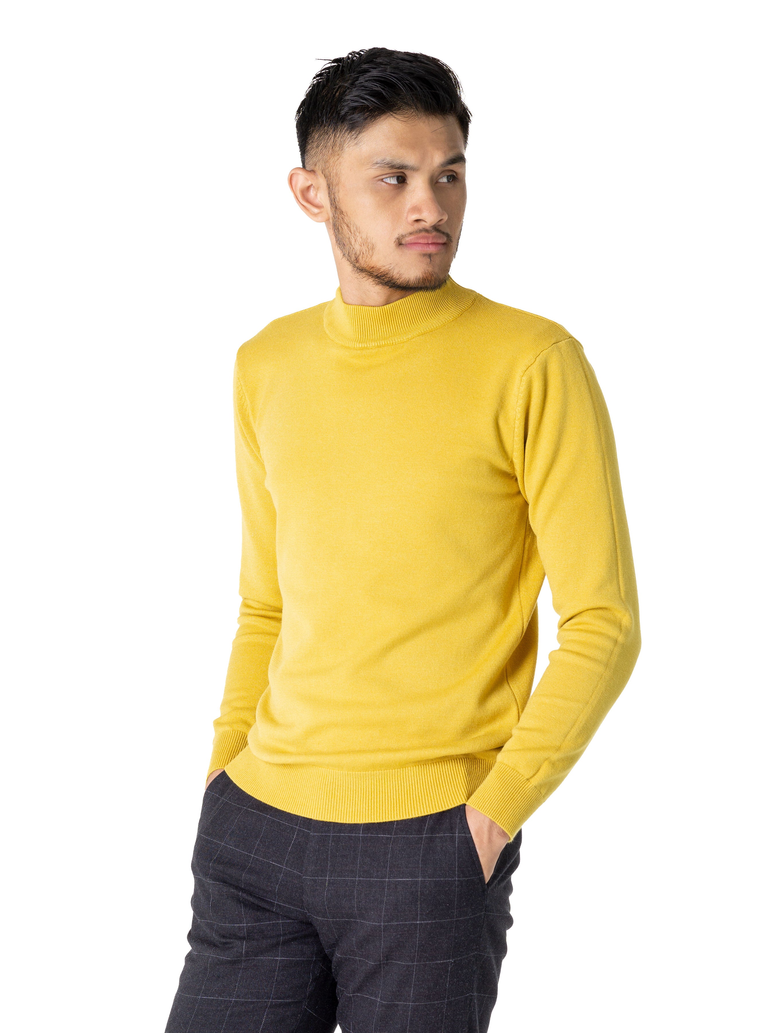 Turtleneck Cashmere Sweater - Yellow - Zeve Shoes